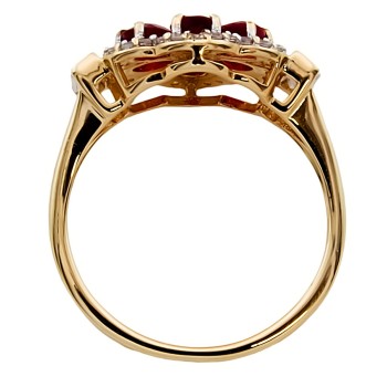 9ct gold Lab Grown Ruby / Cubic Zirconia Cluster Ring size L